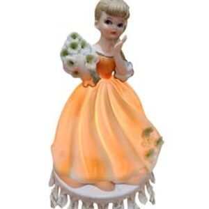 Vintage Ceramic Girl Figurine in Orange Dress